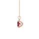 Side profile, rose gold raspberry red pendant, classic basket gallery.