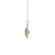 Side profile, white gold canary yellow pendant, falling edge halo gallery.