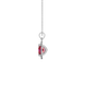 Side profile, white gold raspberry red pendant, french pavé halo gallery.