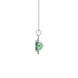 Side profile, white gold emerald green pendant, french pavé halo gallery.