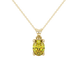 Oval cut canary yellow gemstone pendant, yellow gold lotus basket setting.