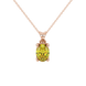 Oval cut canary yellow gemstone pendant, rose gold lotus basket setting.