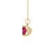 Side profile, yellow gold raspberry red pendant, lotus basket gallery.