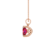Side profile, rose gold raspberry red pendant, lotus basket gallery.