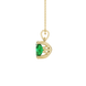 Side profile, yellow gold emerald green pendant, lotus basket gallery.