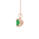 Side profile, rose gold emerald green pendant, lotus basket gallery.