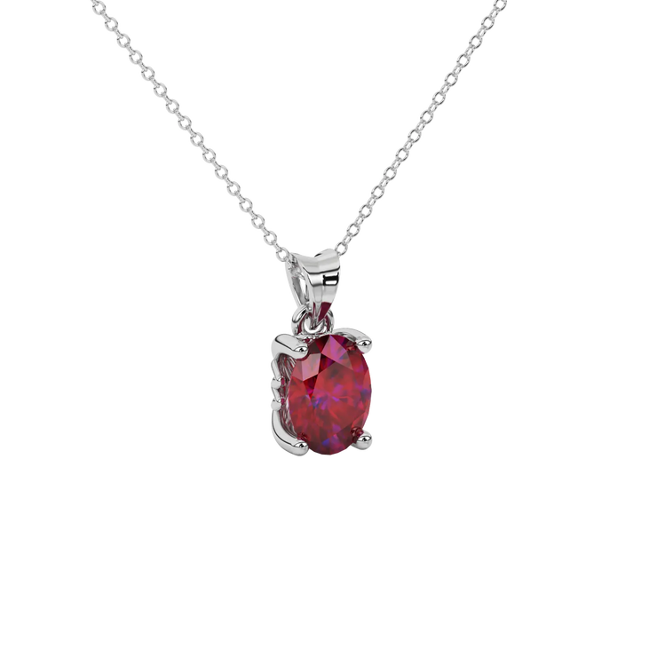 Oval Cut Lotus Basket Gemstone Pendant