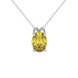 Oval cut canary yellow gemstone pendant, white gold pavé basket setting.