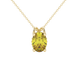 Oval cut canary yellow gemstone pendant, yellow gold pavé basket setting.