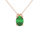 Oval cut emerald green gemstone pendant, rose gold pavé basket setting.