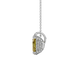 Side profile, white gold canary yellow pendant, pavé basket gallery.