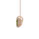 Side profile, rose gold canary yellow pendant, pavé basket gallery.