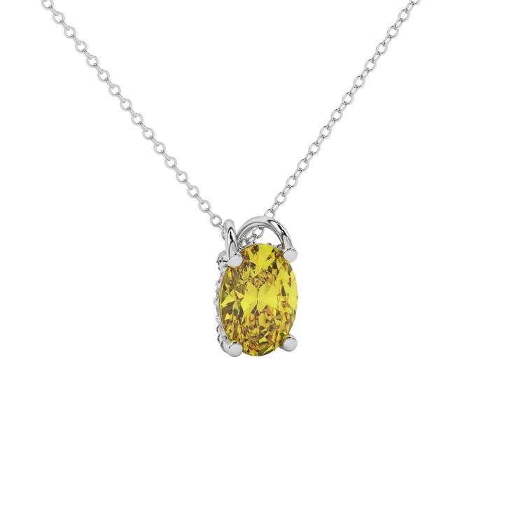 Oval Cut Pavé Basket Gemstone Pendant