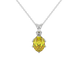 Oval cut canary yellow gemstone pendant, white gold scalloped six prong setting.
