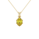 Oval cut canary yellow gemstone pendant, yellow gold scalloped six prong setting.