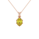 Oval cut canary yellow gemstone pendant, rose gold scalloped six prong setting.
