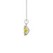 Side profile, white gold canary yellow pendant, scalloped six prong gallery.