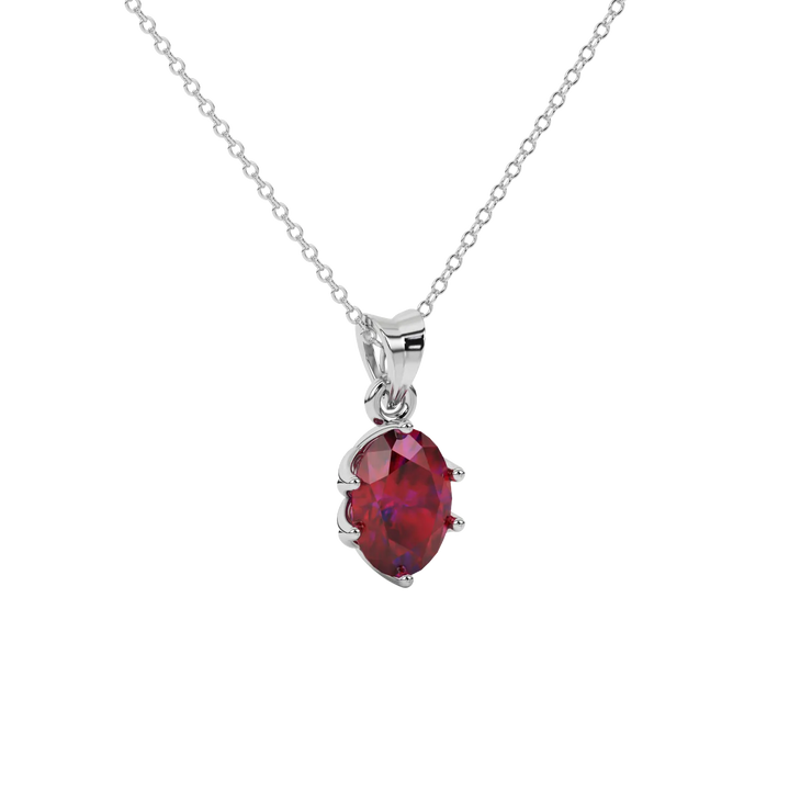 Oval Cut Scalloped Six Prong Gemstone Pendant