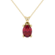Oval cut raspberry red gemstone pendant, yellow gold surprise diamond setting