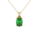 Oval cut emerald green gemstone pendant, yellow gold surprise diamond settin