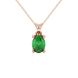 Oval cut emerald green gemstone pendant, rose gold surprise diamond setting.