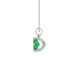 Side profile, white gold emerald green pendant, surprise diamond gallery.