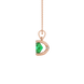 Side profile, rose gold emerald green pendant, surprise diamond gallery.