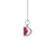 Side profile, white gold raspberry red pendant, surprise diamond gallery.