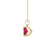Side profile, yellow gold raspberry red pendant, surprise diamond gallery.