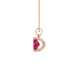 Side profile, rose gold raspberry red pendant, surprise diamond gallery.