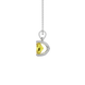 Side profile, white gold canary yellow pendant, surprise diamond gallery.