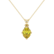 Oval cut canary yellow gemstone pendant, yellow gold tulip basket setting.