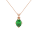 Oval cut emerald green gemstone pendant, rose gold tulip basket setting.