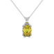 Oval cut canary yellow gemstone pendant, white gold vintage basket setting.