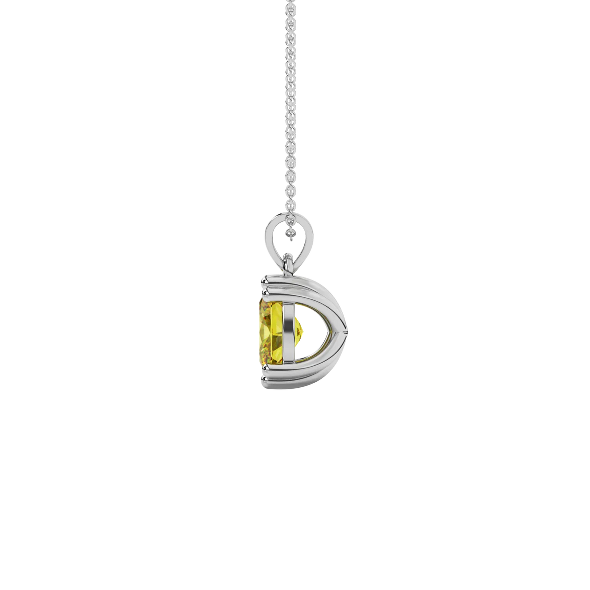 Side profile, white gold canary yellow pendant, vintage basket gallery.