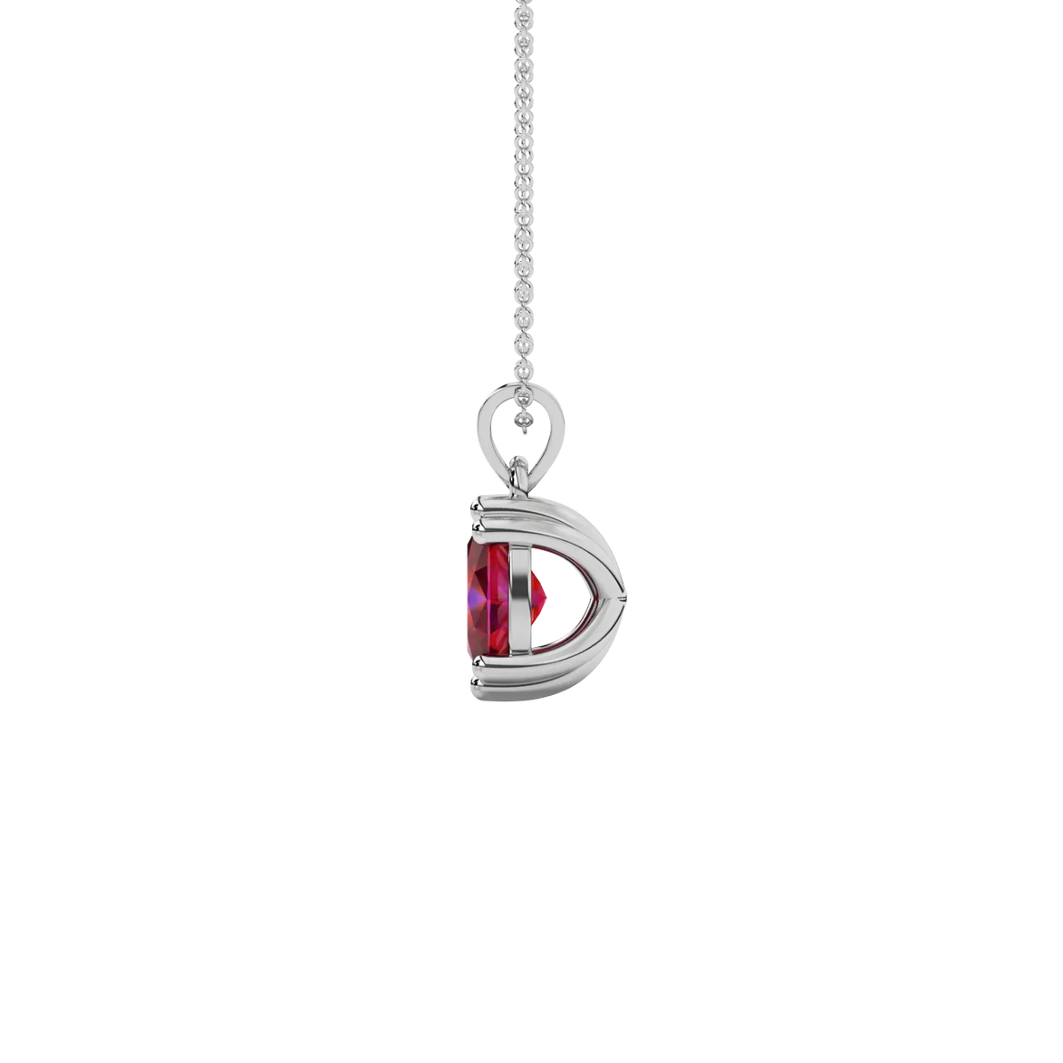 Side profile, white gold raspberry red pendant, vintage basket gallery.