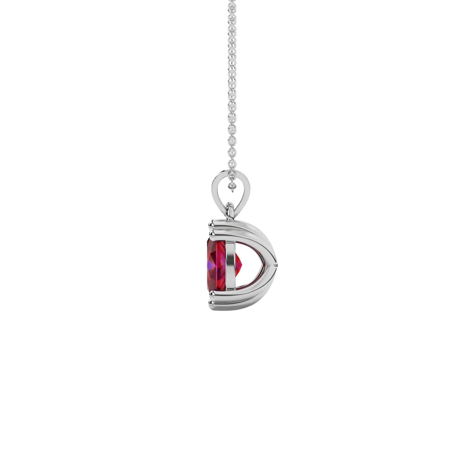 Side profile, white gold raspberry red pendant, vintage basket gallery.
