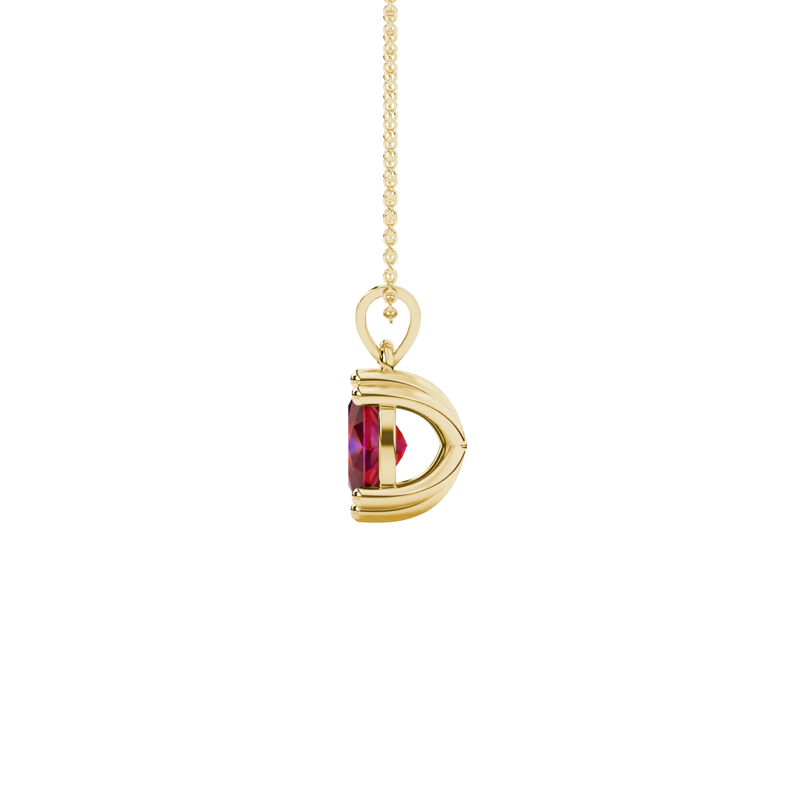 Side profile, yellow gold raspberry red pendant, vintage basket gallery.