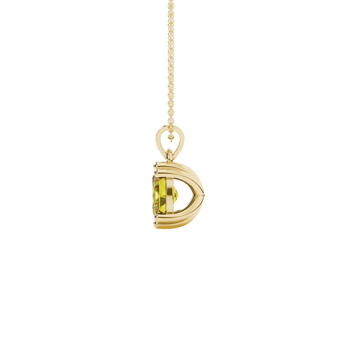 Side profile, yellow gold canary yellow pendant, vintage basket gallery.