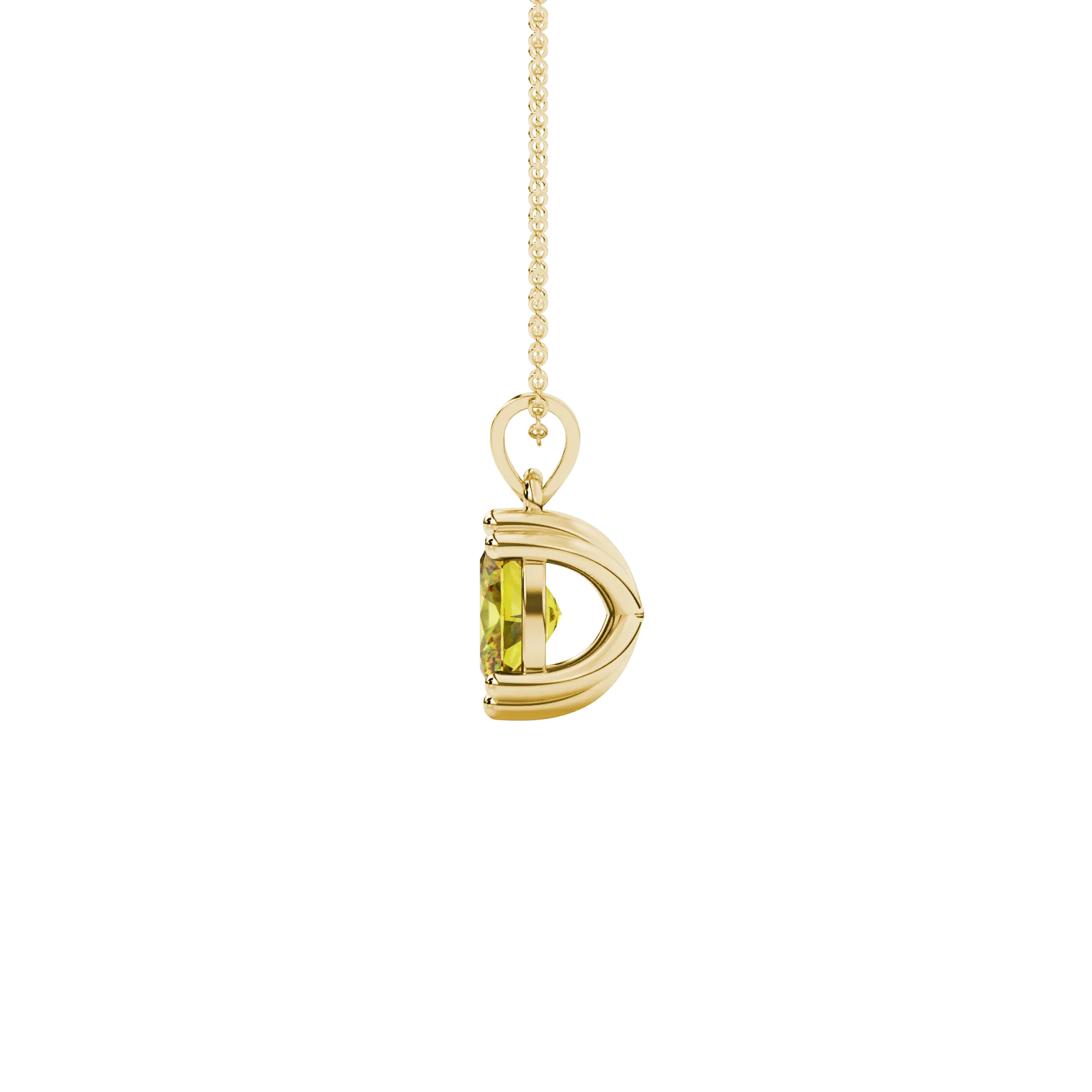 Side profile, yellow gold canary yellow pendant, vintage basket gallery.