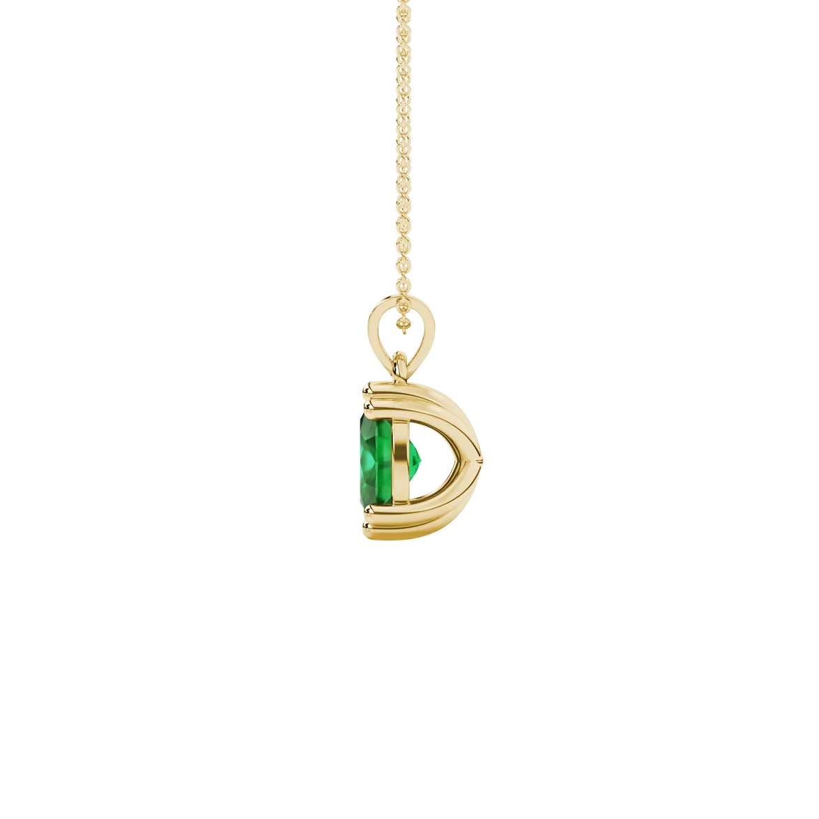 Side profile, yellow gold emerald green pendant, vintage basket gallery.