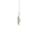 Side profile, white gold canary yellow pendant, falling edge halo gallery.