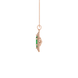 Side profile, rose gold emerald green pendant, falling edge halo gallery.