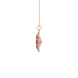 Side profile, rose gold raspberry red pendant, falling edge halo gallery.