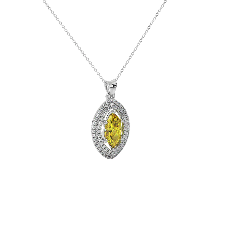 Marquise Cut Falling Edge Halo Gemstone Pendant
