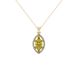 Marquise cut canary yellow gemstone pendant, yellow gold French pavé halo setting