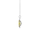 Side profile, white gold canary yellow pendant, French pavé halo gallery.