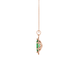 Side profile, rose gold emerald green pendant, French pavé halo gallery.