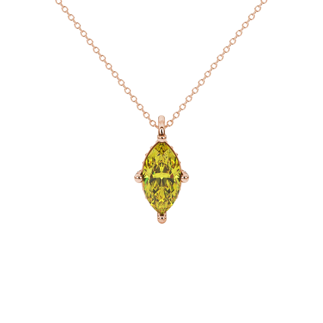 Marquise Cut Pavé Basket Gemstone Pendant