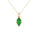 Marquise cut emerald green gemstone pendant, yellow gold scalloped six prong setting.
